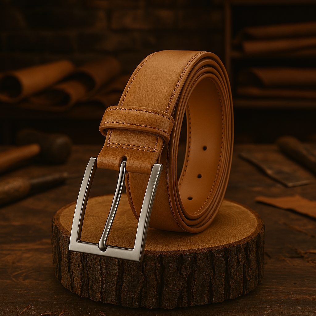 Leather Belt Classic White Wild Brown