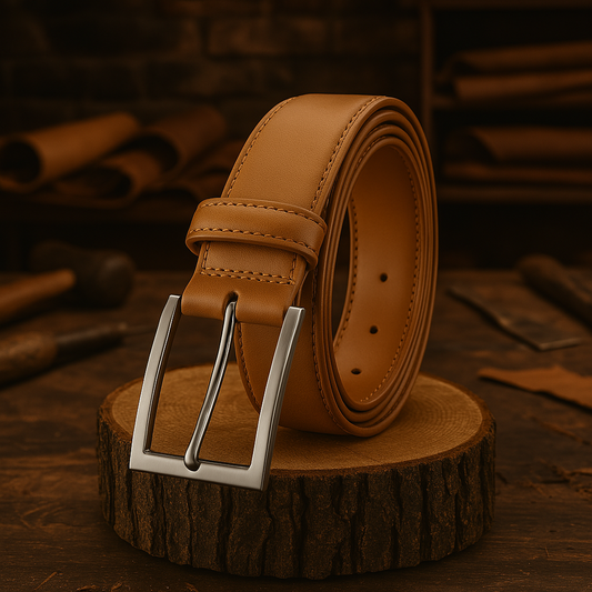 Leather Belt Classic White Wild Brown