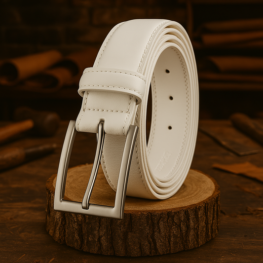 Leather Belt Classic White