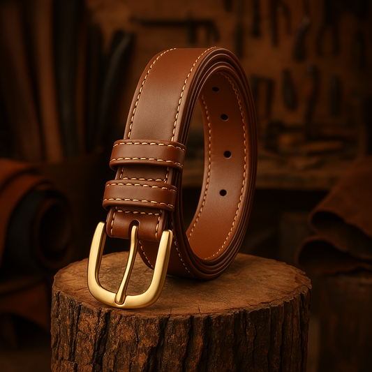 Ladies Leather Belt Elegant & Narrow | Brown